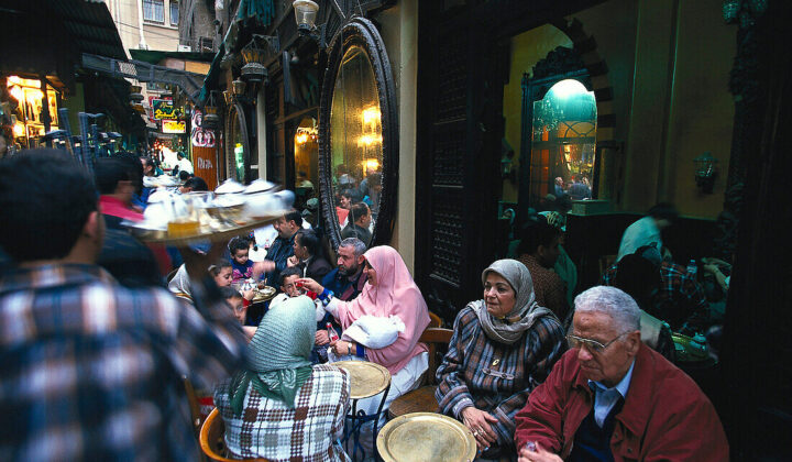 70035570 People sitting in Cafe El Fishawy Cairo Egypt Eat and Drink